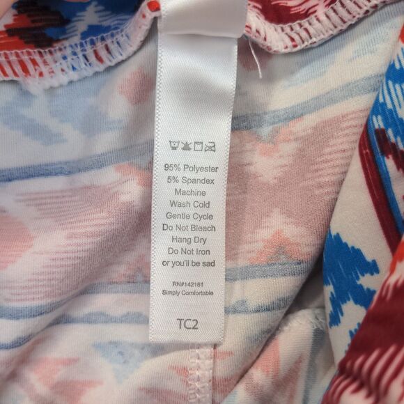 Lularoe Womens Size TC2 Leggings Blue Pink Red Southwest Print Diamonds - Picture 11 of 11